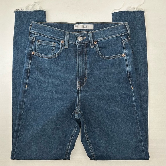Topshop Jamie Skinny Jeans High Rise Ankle Cropped Raw Hem Blue Size 26 - Picture 12 of 12